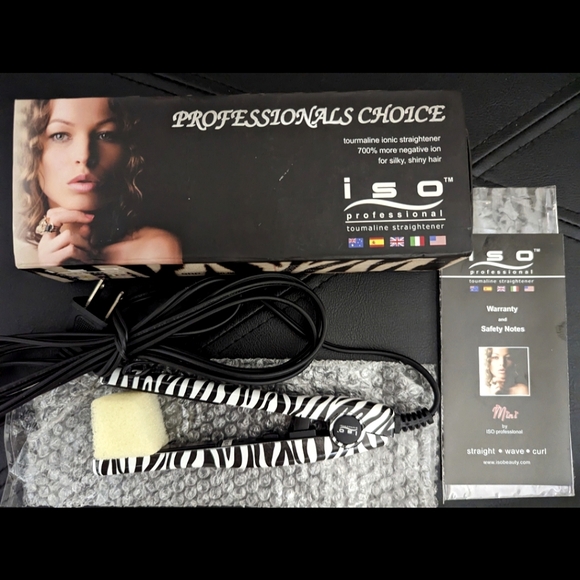 NEW ISO Professional Tourmaline Ionic Hair Straightener Zebra Print Flat Iron - Picture 1 of 9